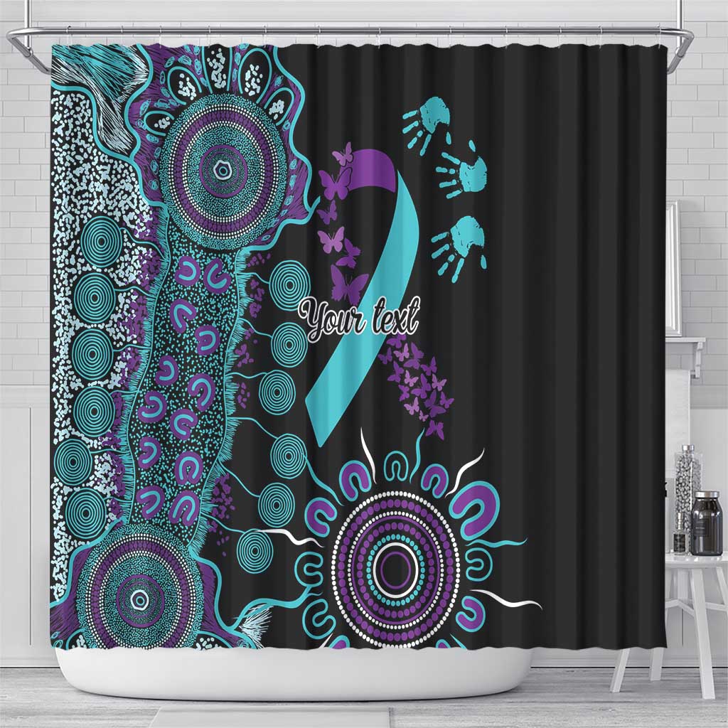 National Suicide Prevention Shower Curtain Aboriginal Ribbon Dot Painting