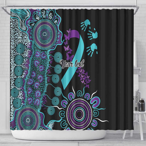 National Suicide Prevention Shower Curtain Aboriginal Ribbon Dot Painting