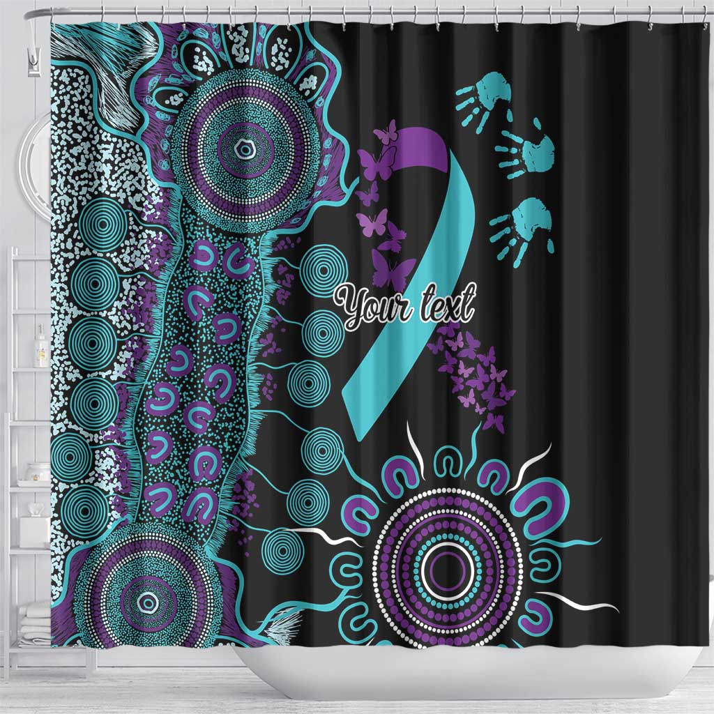 National Suicide Prevention Shower Curtain Aboriginal Ribbon Dot Painting