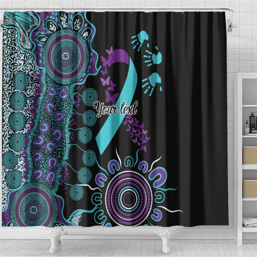 National Suicide Prevention Shower Curtain Aboriginal Ribbon Dot Painting