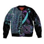 National Suicide Prevention Sleeve Zip Bomber Jacket Aboriginal Ribbon Dot Painting