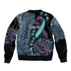 National Suicide Prevention Sleeve Zip Bomber Jacket Aboriginal Ribbon Dot Painting