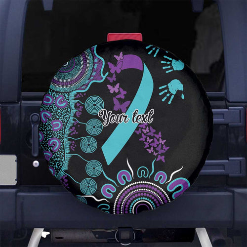 National Suicide Prevention Spare Tire Cover Aboriginal Ribbon Dot Painting