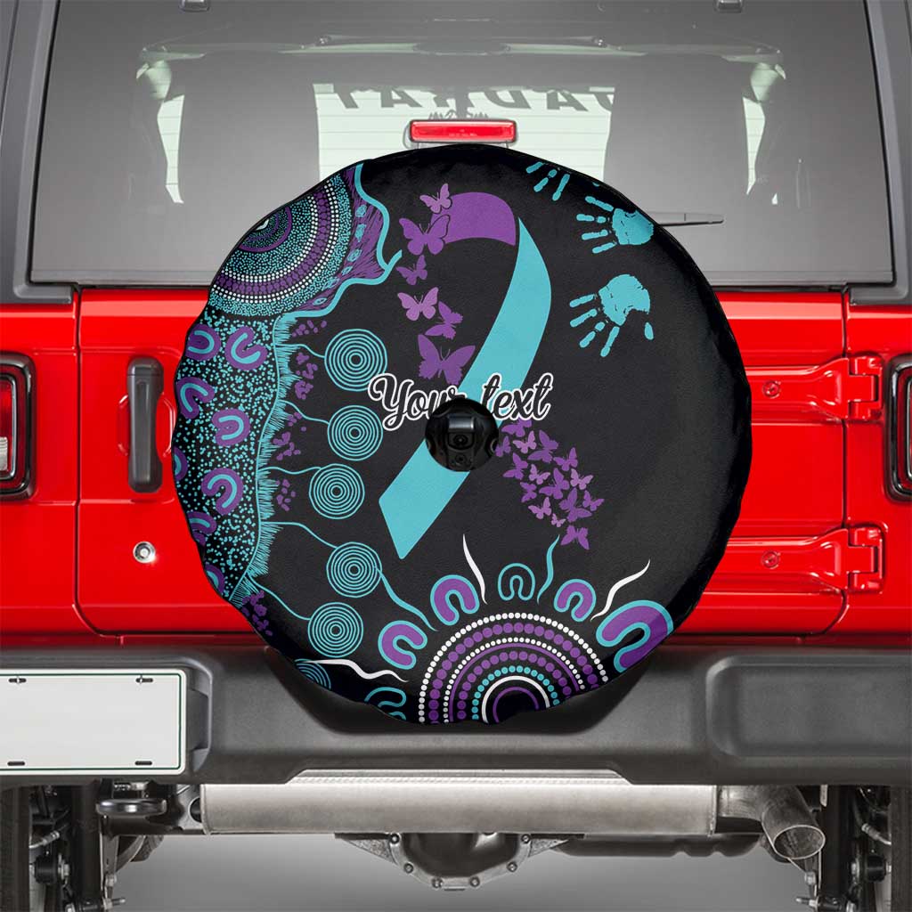 National Suicide Prevention Spare Tire Cover Aboriginal Ribbon Dot Painting