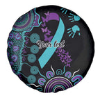 National Suicide Prevention Spare Tire Cover Aboriginal Ribbon Dot Painting