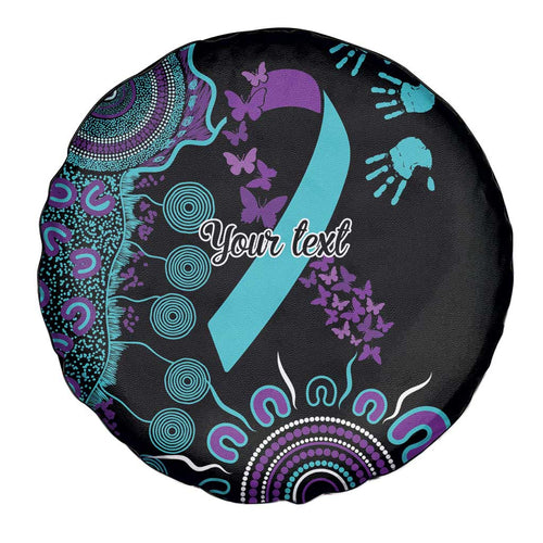 National Suicide Prevention Spare Tire Cover Aboriginal Ribbon Dot Painting