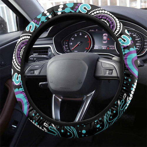National Suicide Prevention Steering Wheel Cover Aboriginal Ribbon Dot Painting