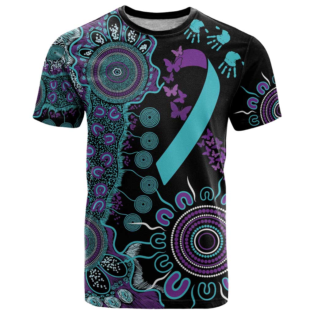 National Suicide Prevention T Shirt Aboriginal Ribbon Dot Painting