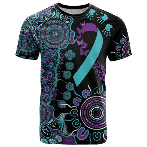 National Suicide Prevention T Shirt Aboriginal Ribbon Dot Painting