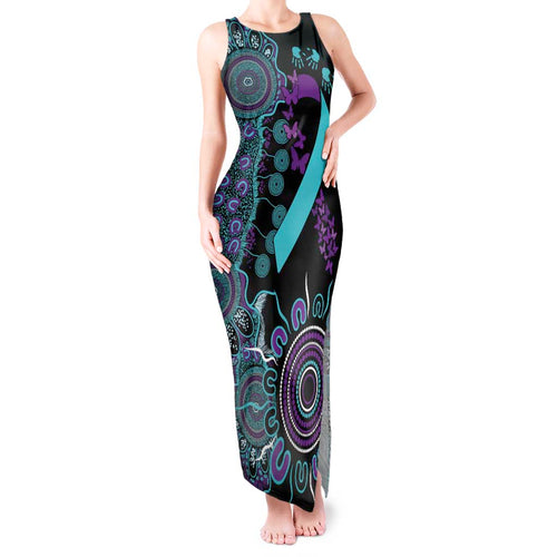 National Suicide Prevention Tank Maxi Dress Aboriginal Ribbon Dot Painting