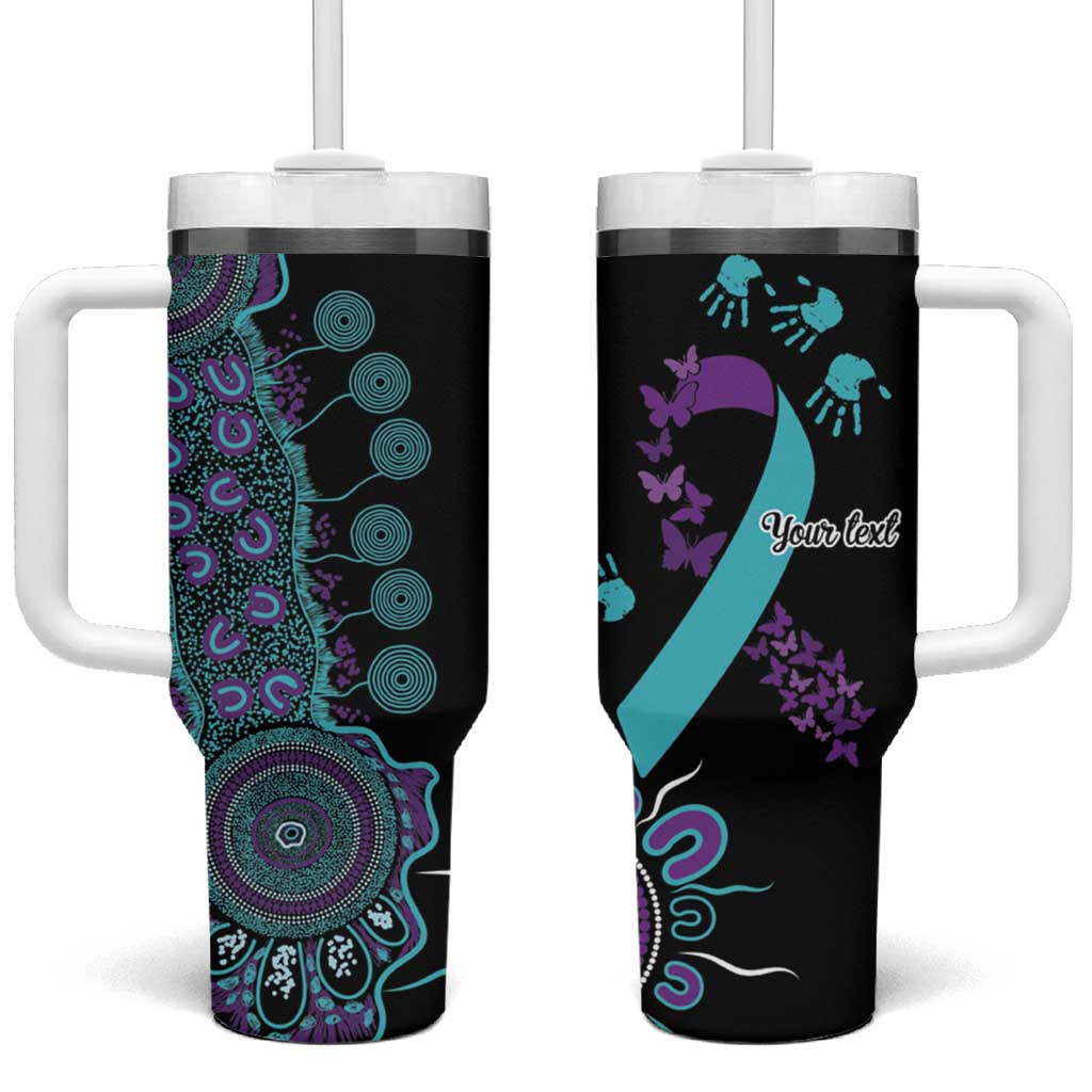 National Suicide Prevention Tumbler With Handle Aboriginal Ribbon Dot Painting