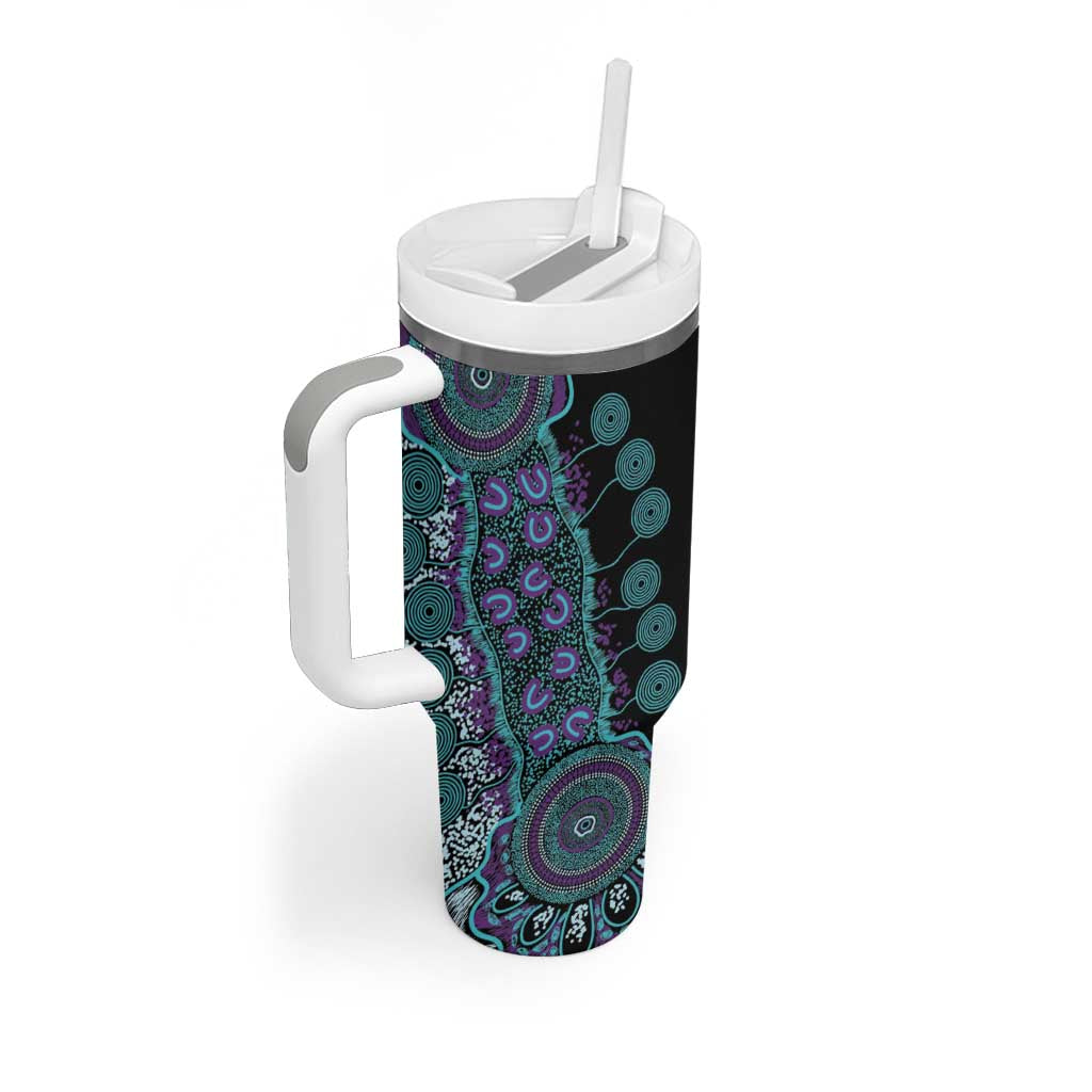 National Suicide Prevention Tumbler With Handle Aboriginal Ribbon Dot Painting