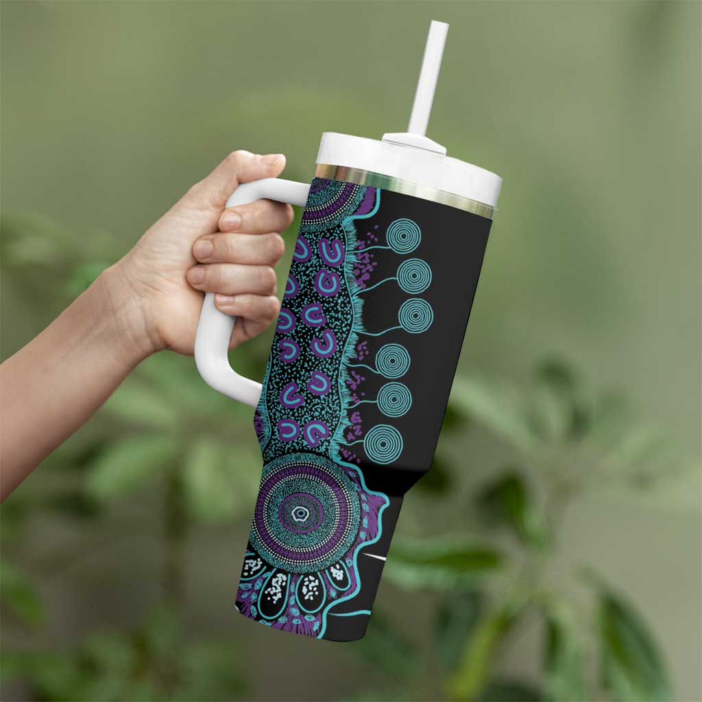 National Suicide Prevention Tumbler With Handle Aboriginal Ribbon Dot Painting
