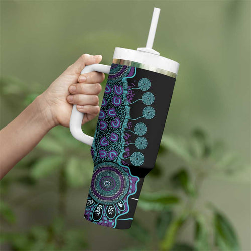 National Suicide Prevention Tumbler With Handle Aboriginal Ribbon Dot Painting