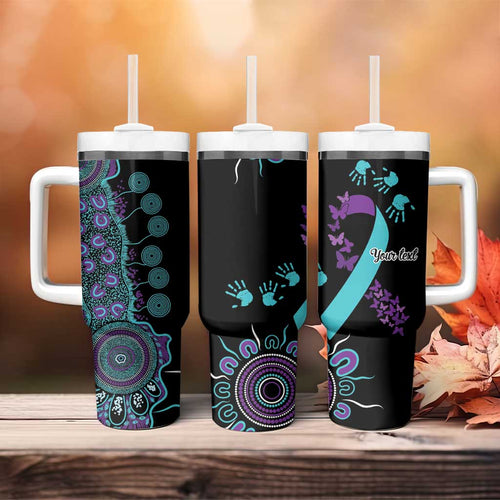 National Suicide Prevention Tumbler With Handle Aboriginal Ribbon Dot Painting