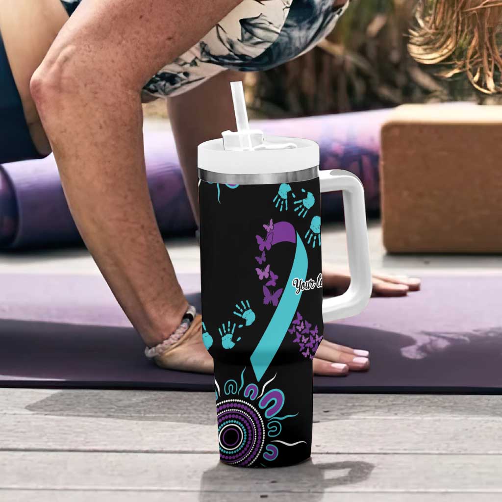 National Suicide Prevention Tumbler With Handle Aboriginal Ribbon Dot Painting