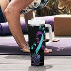 National Suicide Prevention Tumbler With Handle Aboriginal Ribbon Dot Painting