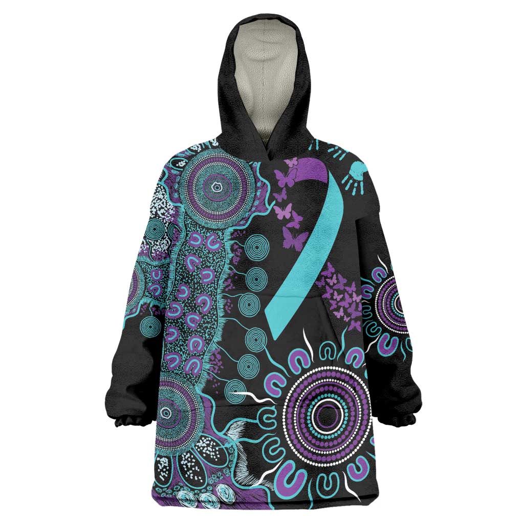 National Suicide Prevention Wearable Blanket Hoodie Aboriginal Ribbon Dot Painting