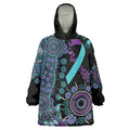 National Suicide Prevention Wearable Blanket Hoodie Aboriginal Ribbon Dot Painting
