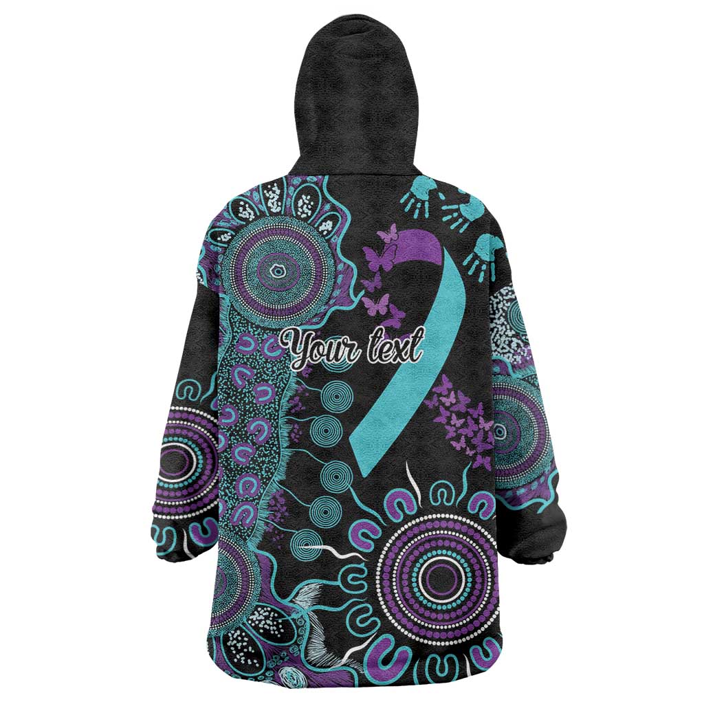 National Suicide Prevention Wearable Blanket Hoodie Aboriginal Ribbon Dot Painting