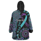 National Suicide Prevention Wearable Blanket Hoodie Aboriginal Ribbon Dot Painting