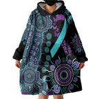 National Suicide Prevention Wearable Blanket Hoodie Aboriginal Ribbon Dot Painting