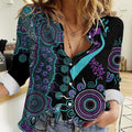 National Suicide Prevention Women Casual Shirt Aboriginal Ribbon Dot Painting