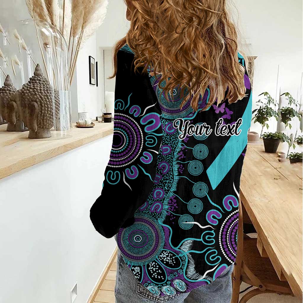 National Suicide Prevention Women Casual Shirt Aboriginal Ribbon Dot Painting