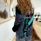 National Suicide Prevention Women Casual Shirt Aboriginal Ribbon Dot Painting