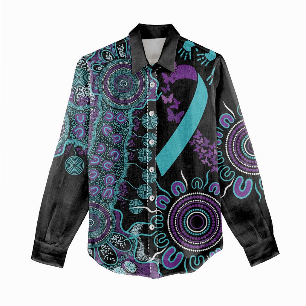 National Suicide Prevention Women Casual Shirt Aboriginal Ribbon Dot Painting