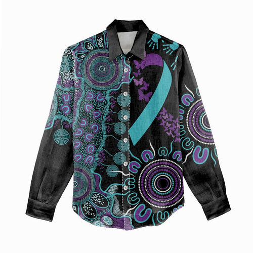 National Suicide Prevention Women Casual Shirt Aboriginal Ribbon Dot Painting