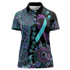 National Suicide Prevention Women Polo Shirt Aboriginal Ribbon Dot Painting