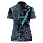 National Suicide Prevention Women Polo Shirt Aboriginal Ribbon Dot Painting