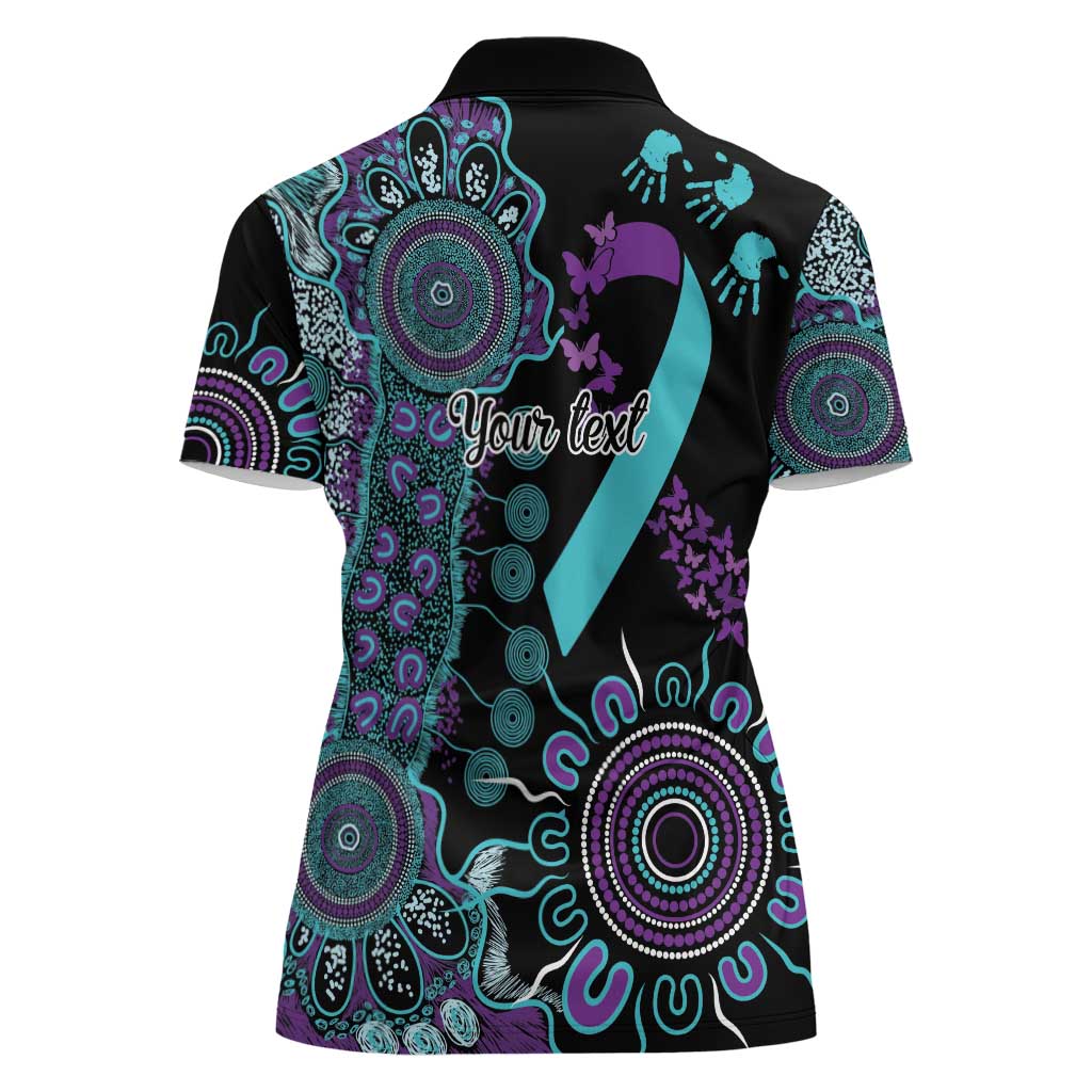 National Suicide Prevention Women Polo Shirt Aboriginal Ribbon Dot Painting