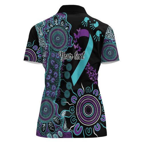 National Suicide Prevention Women Polo Shirt Aboriginal Ribbon Dot Painting