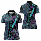 National Suicide Prevention Women Polo Shirt Aboriginal Ribbon Dot Painting