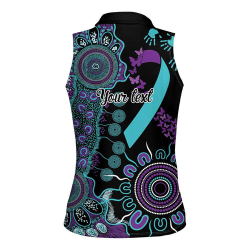 National Suicide Prevention Women Sleeveless Polo Shirt Aboriginal Ribbon Dot Painting