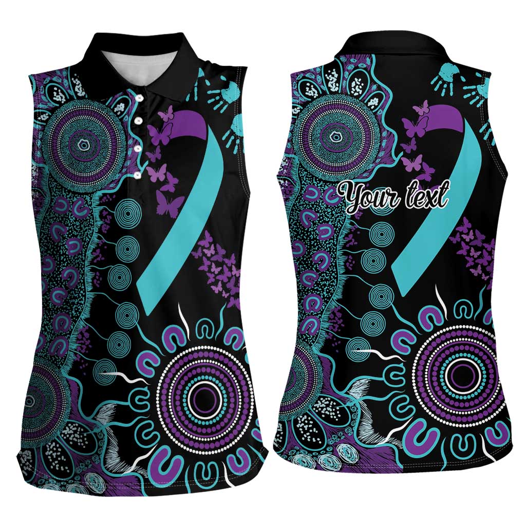 National Suicide Prevention Women Sleeveless Polo Shirt Aboriginal Ribbon Dot Painting