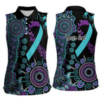 National Suicide Prevention Women Sleeveless Polo Shirt Aboriginal Ribbon Dot Painting