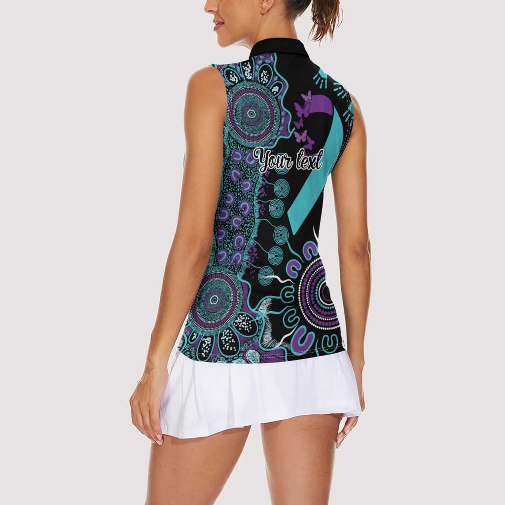 National Suicide Prevention Women Sleeveless Polo Shirt Aboriginal Ribbon Dot Painting
