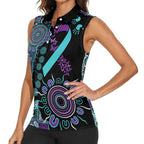 National Suicide Prevention Women Sleeveless Polo Shirt Aboriginal Ribbon Dot Painting