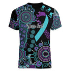 National Suicide Prevention Women V-Neck T-Shirt Aboriginal Ribbon Dot Painting