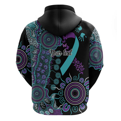 National Suicide Prevention Zip Hoodie Aboriginal Ribbon Dot Painting