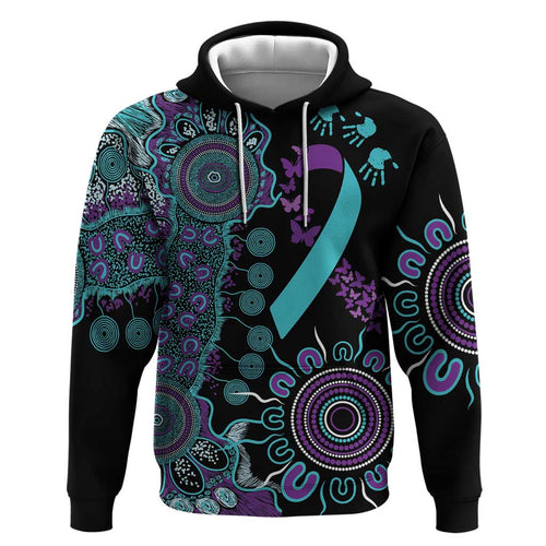 National Suicide Prevention Zip Hoodie Aboriginal Ribbon Dot Painting