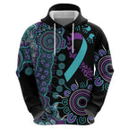 National Suicide Prevention Zip Hoodie Aboriginal Ribbon Dot Painting