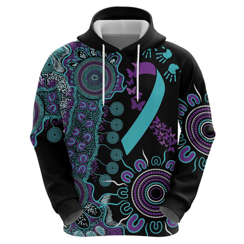 National Suicide Prevention Zip Hoodie Aboriginal Ribbon Dot Painting
