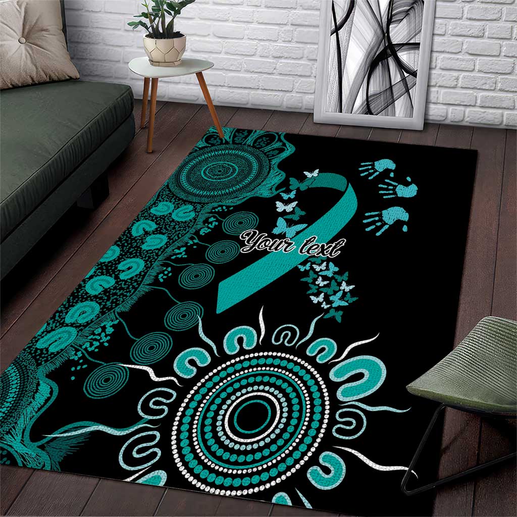 Ovarian Cancer Awareness Personalised Area Rug Aboriginal Ribbon Dot Painting