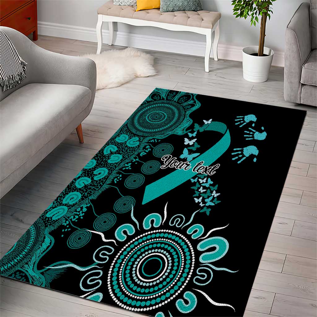 Ovarian Cancer Awareness Personalised Area Rug Aboriginal Ribbon Dot Painting
