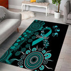 Ovarian Cancer Awareness Personalised Area Rug Aboriginal Ribbon Dot Painting