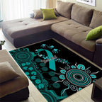 Ovarian Cancer Awareness Personalised Area Rug Aboriginal Ribbon Dot Painting